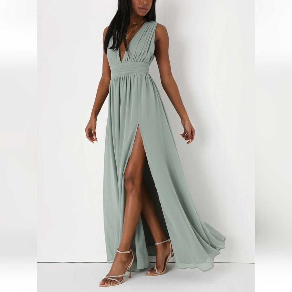 Lulus NWT Heavenly Hues Sage Brush Maxi Dress